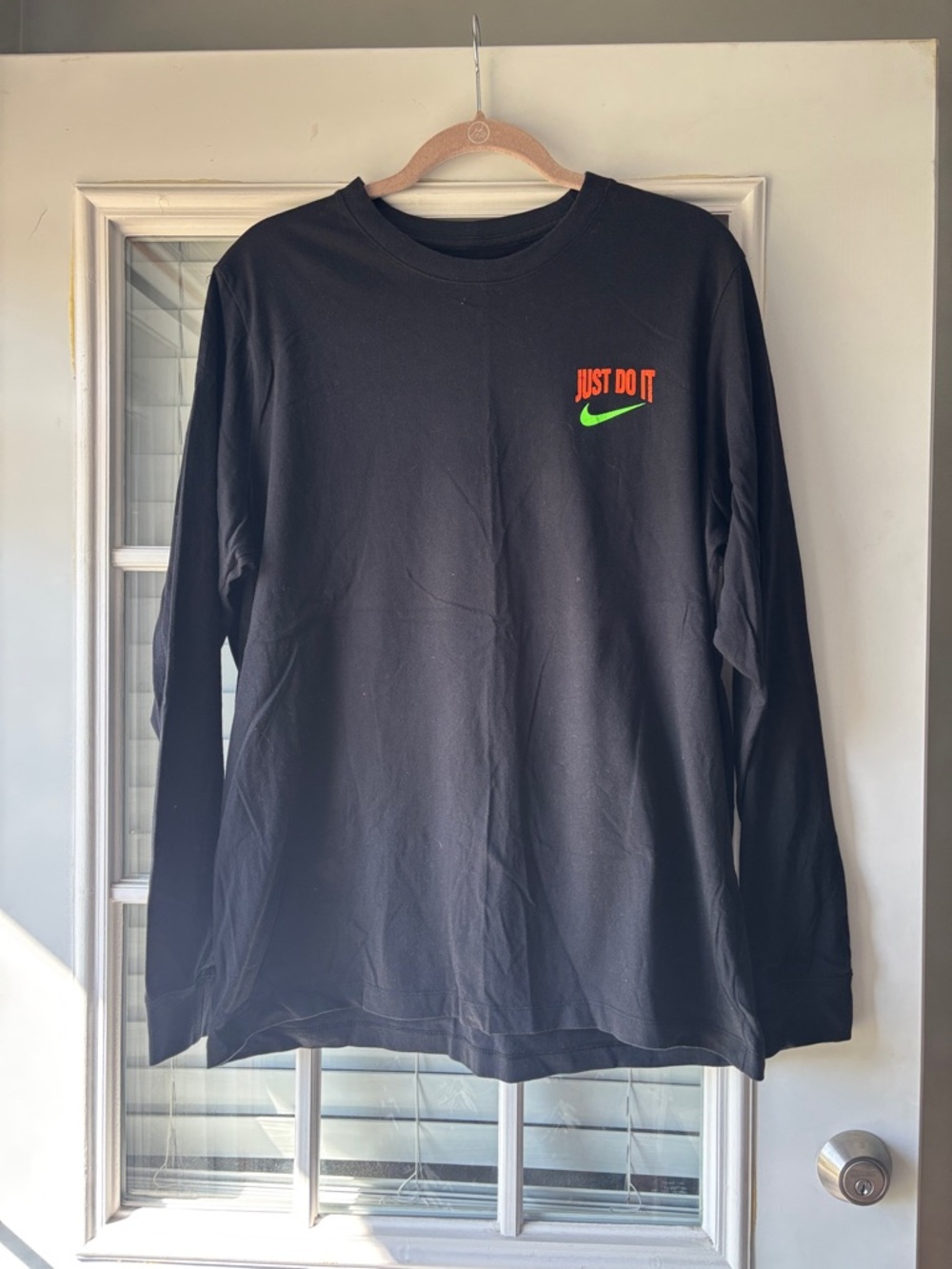Nike Black Long-Sleeve Tee with Neon 'Just Do It' Graphic